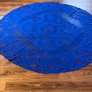 Beautiful royal blue lace tablecloth